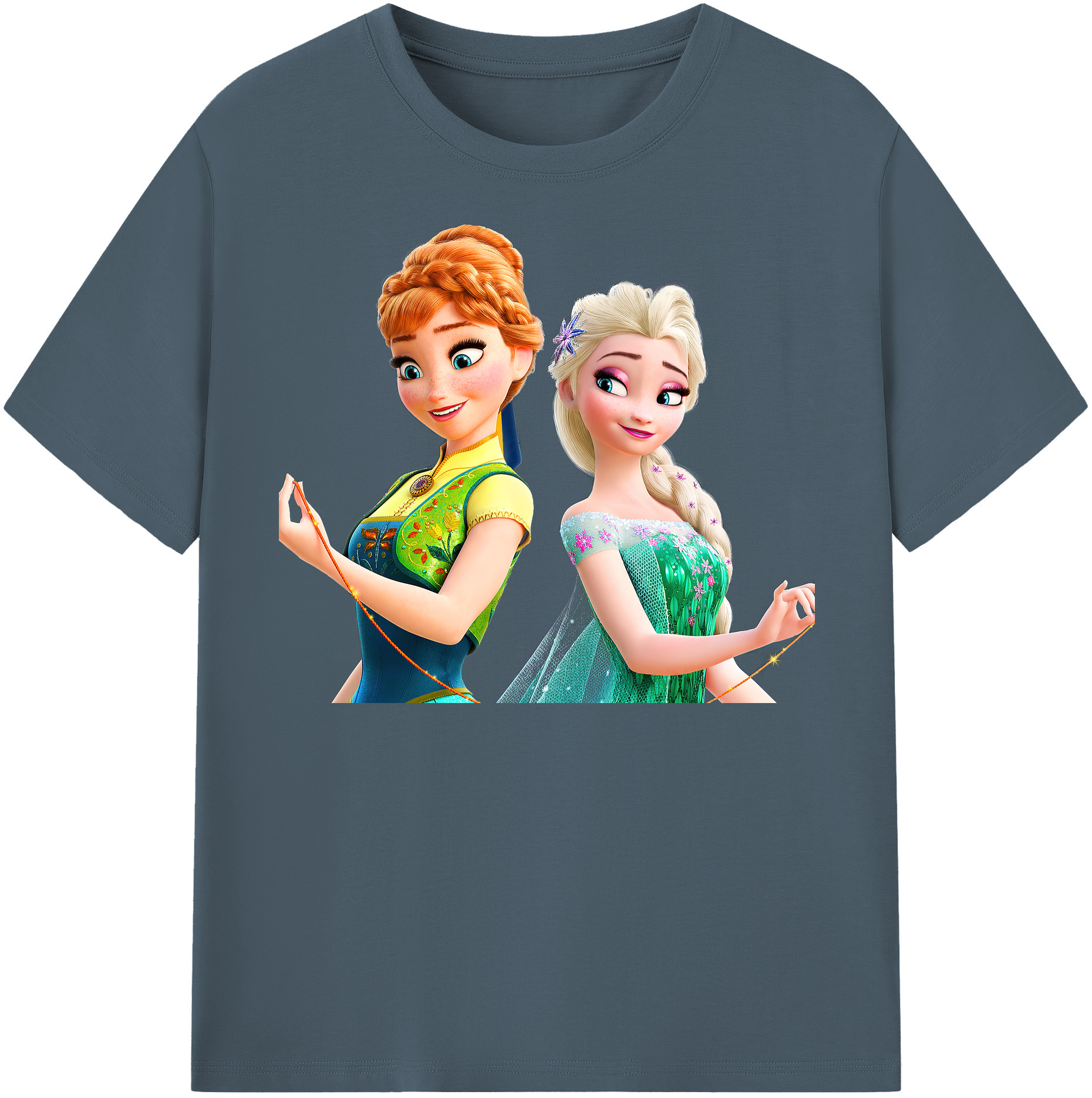 （画像用） アナと雪の女王 アンナ エルサ Frozen Anna Elsa 綿100％半袖Tシャツ（フロントプリント）